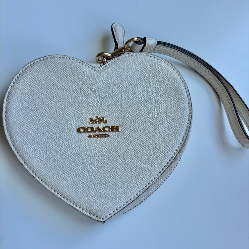 White Coach Heart Wristlet